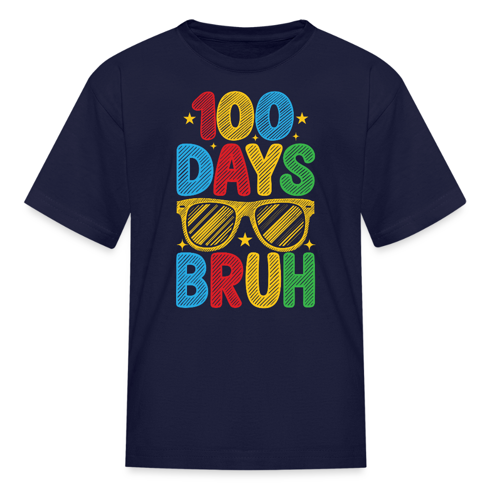 100 Days Of School Shirt For Kids Colorful 100 Days Bruh T-shirt - navy