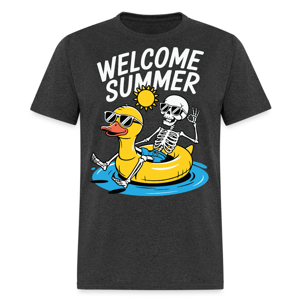 Duck Float Summer Skeleton On Vacation T-shirt - heather black