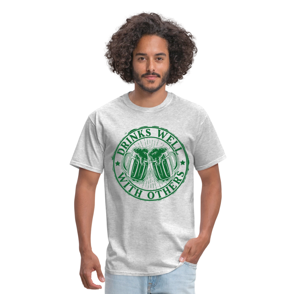 Funny St. Patrick’s Day Beer Shirt – Drinks Well with Others - heather gray