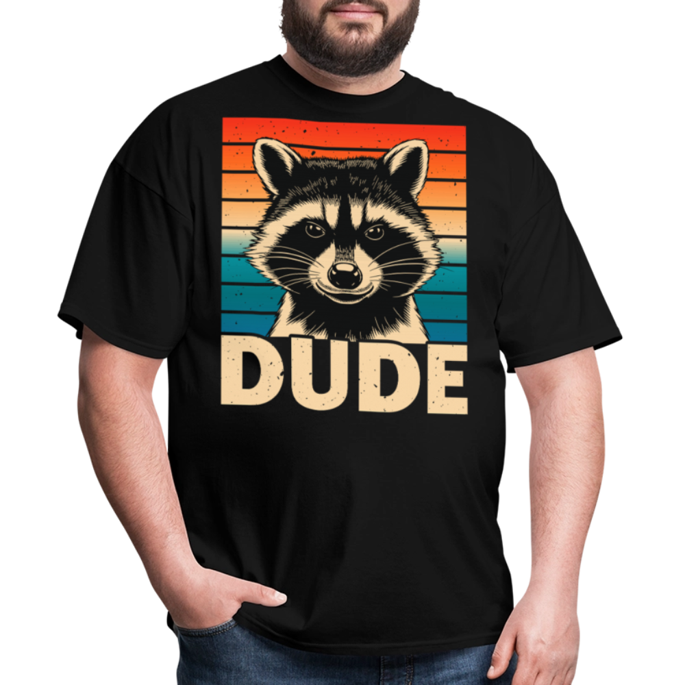 Vintage Raccoon Graphic Dude T-shirt - black