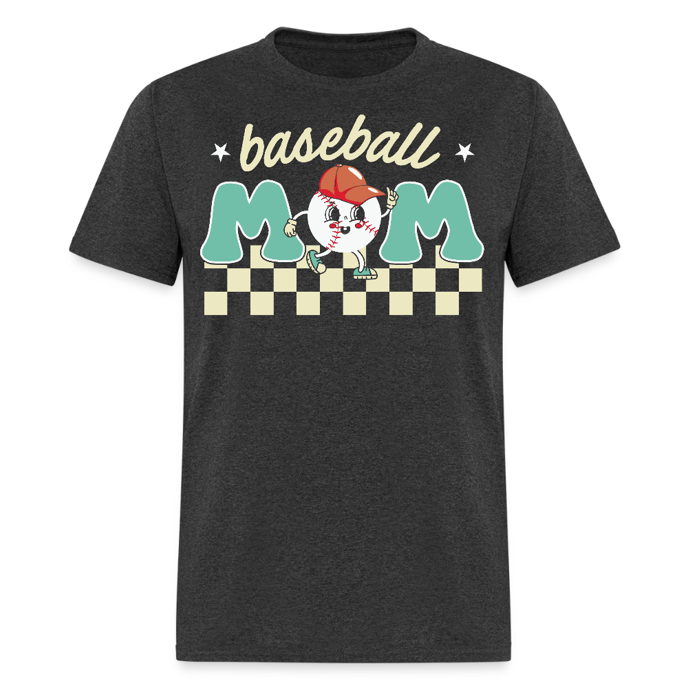 Vintage Baseball Mom Graphic T-shirt - heather black