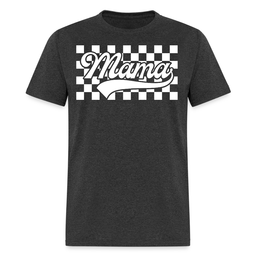 Retro Mama Checkerboard T-shirt - heather black