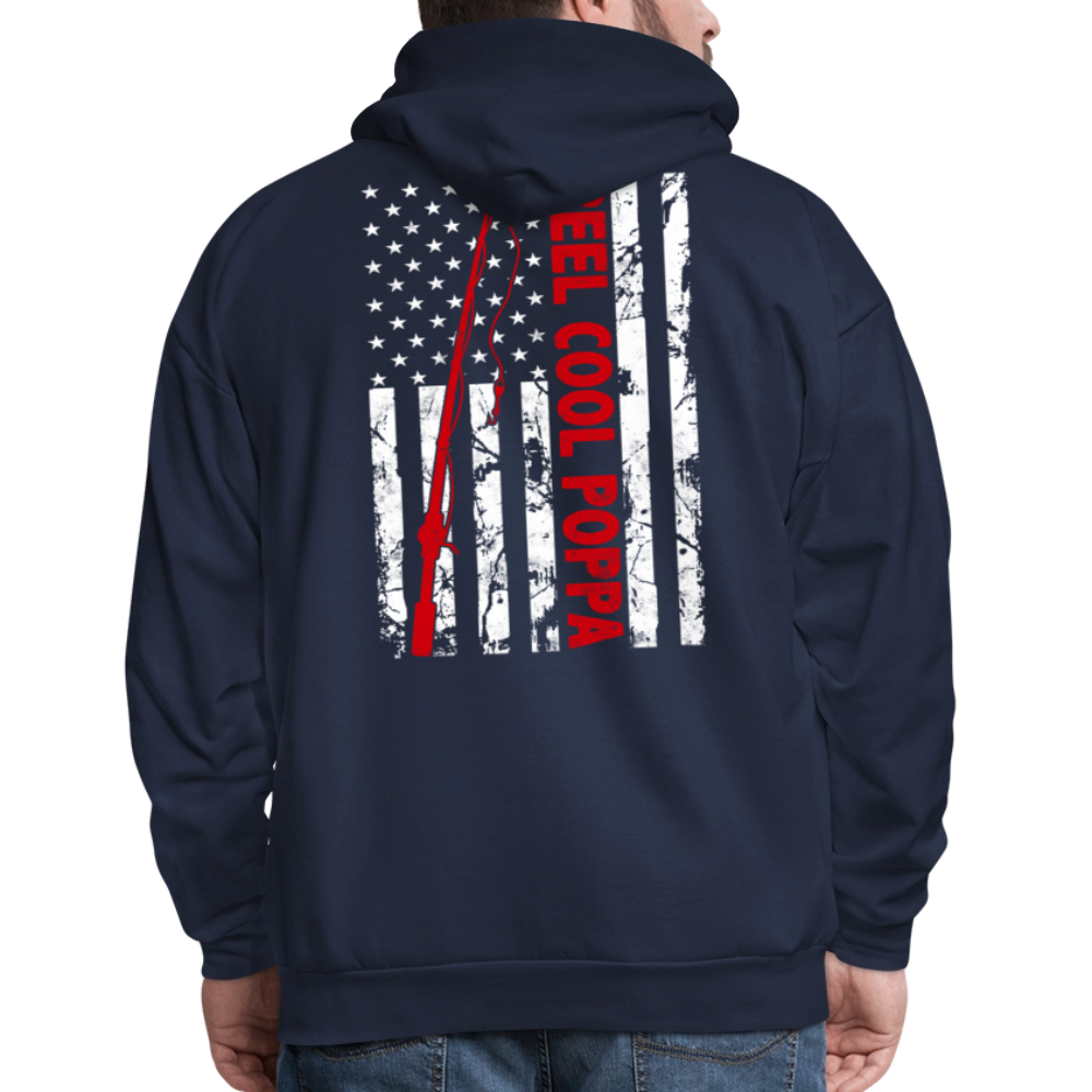 Reel Cool Poppa Father's Day Patriotic Fishing Hoodie - navy
