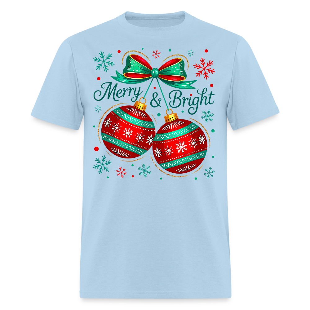 Merry And Bright Christmas T-Shirt - powder blue
