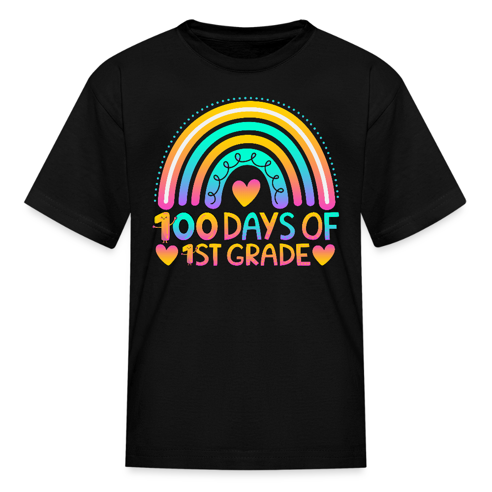 Colorful Rainbow Design for Kids 100 Days of 1st Grade T-Shirt - black