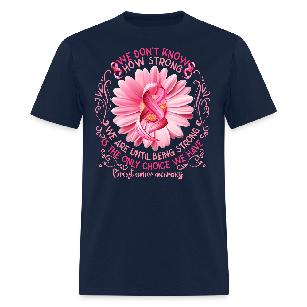 Pink Ribbon Inspirational Breast Cancer Fighters T-Shirt - navy
