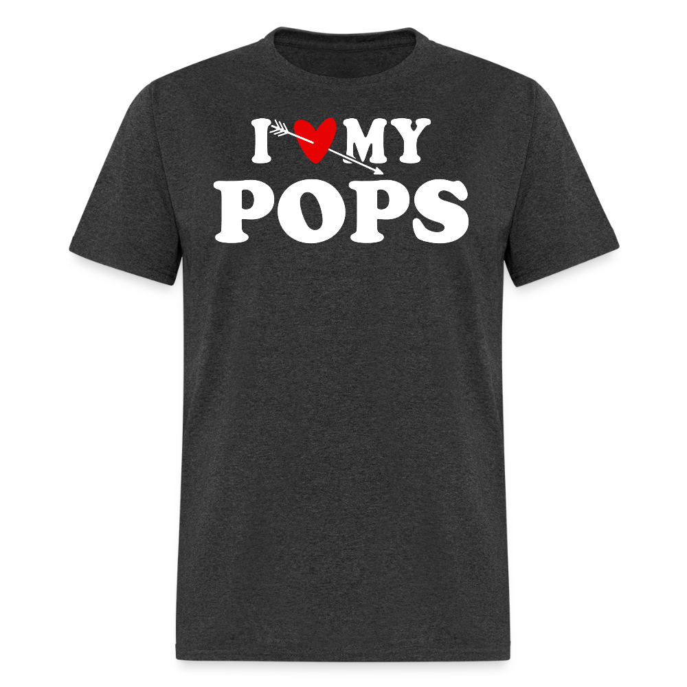 I Love My Pops Arrow Heart T-shirt - heather black