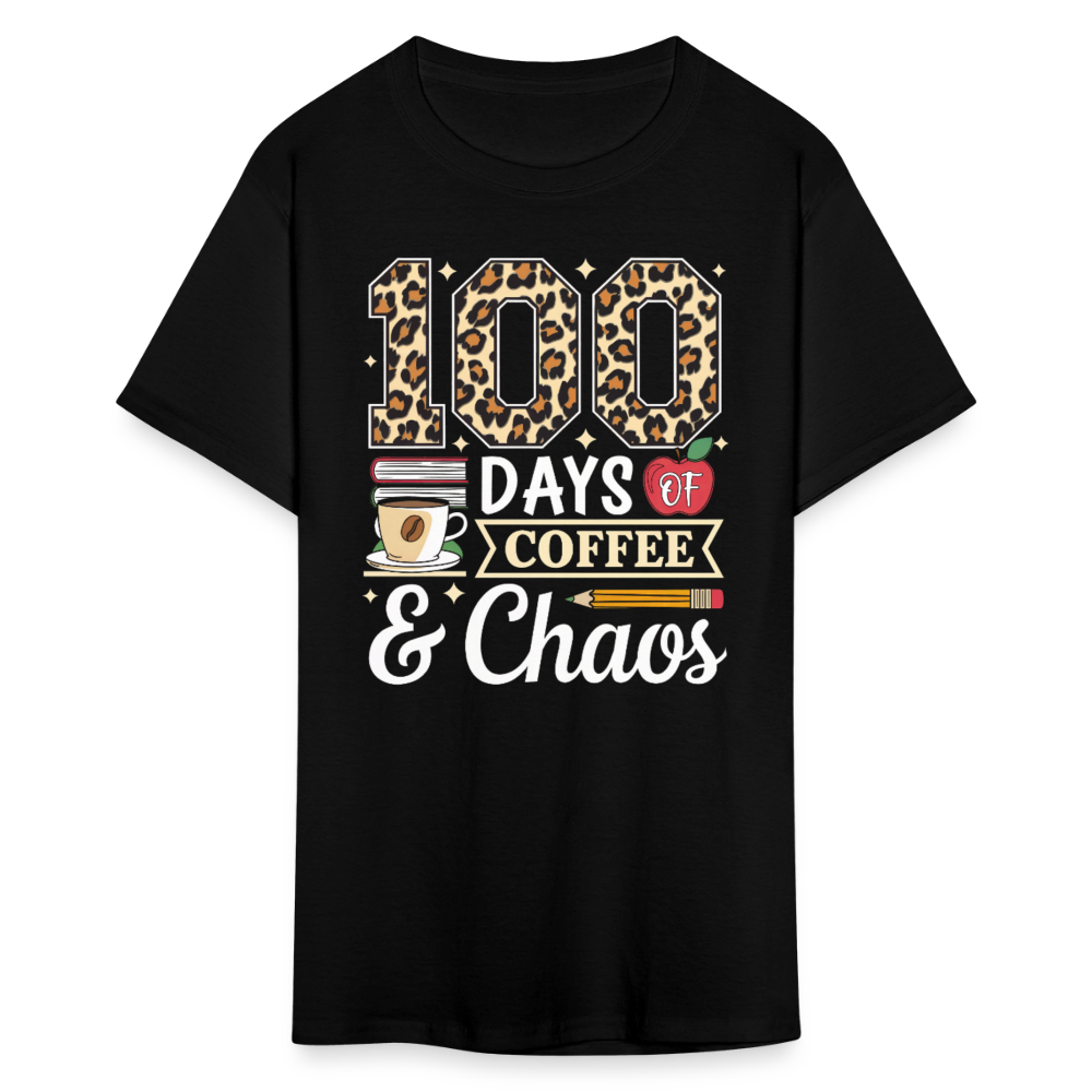 Teacher Appreciation Gift Coffee Lover 100 Days of School Unisex T-Shirt - black