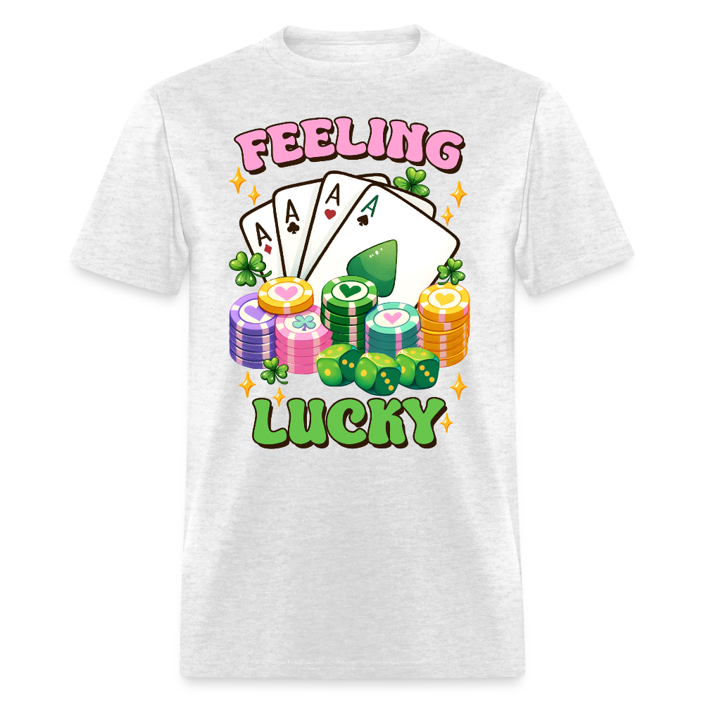 Feeling Lucky Tee With Poker Chips Gambling T-shirt - light heather gray