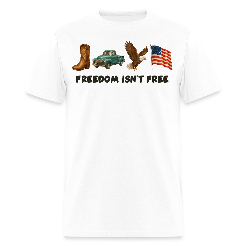 Freedom Isn’t Free Cowboy Boot Flag T-Shirt - white