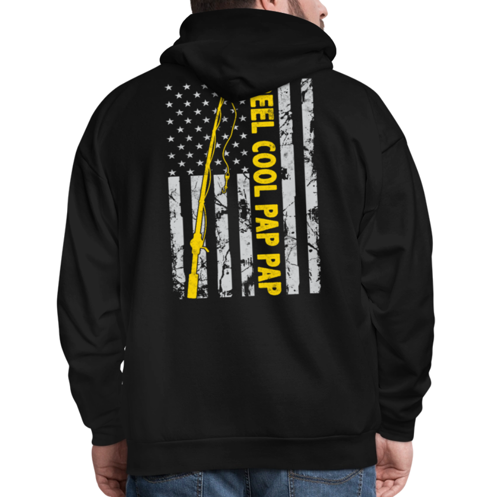 Reel Cool Pap Pap American Flag Patriotic Fishing Hoodie - black
