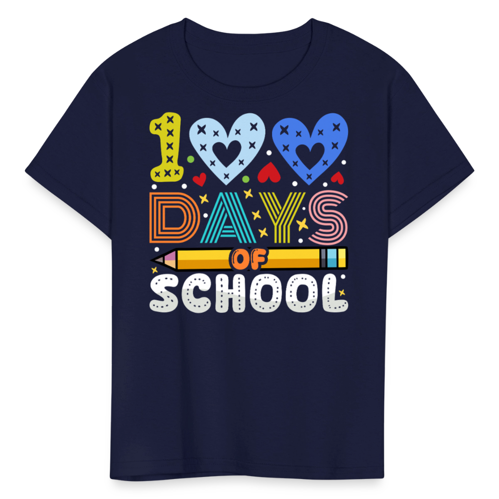 Kindergarten 100 Days Of School Shirt Students Appreciation Gifts T-Shirt - navy