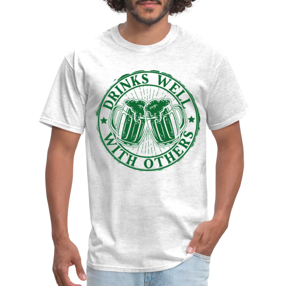 Funny St. Patrick’s Day Beer Shirt – Drinks Well with Others - light heather gray