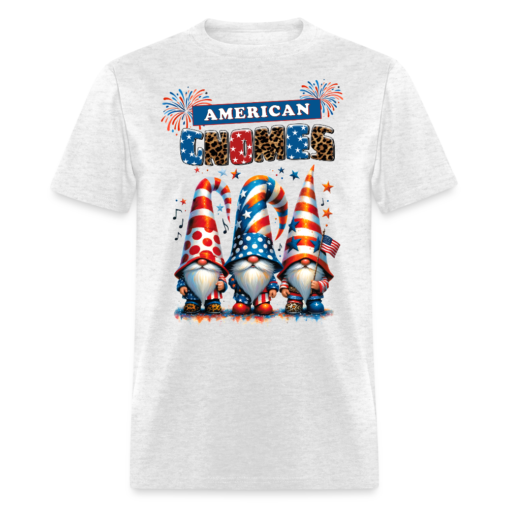 American Gnomes Leopard Print Patriotic T-Shirt - light heather gray