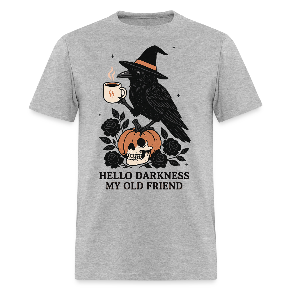 Hello Darkness My Old Friend Halloween Witch T-Shirt - heather gray