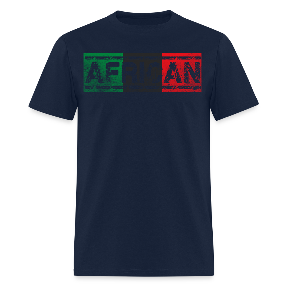 Red Black Green Pan African Flag T-Shirt - navy