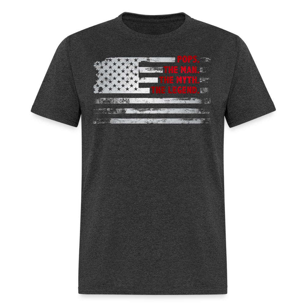 Pops The Man The Myth The Legend Patriotic Dad T-shirt - heather black