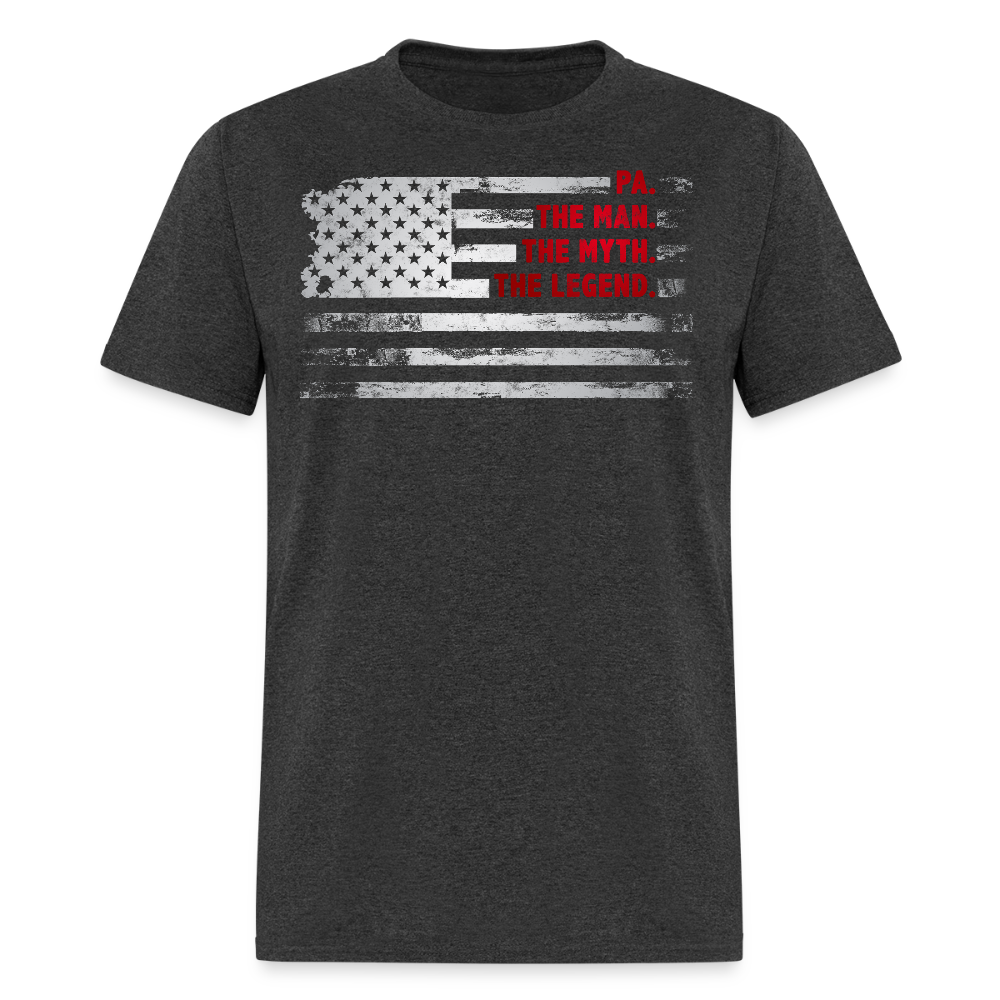 Pa The Man The Myth The Legend Patriotic Dad T-shirt - heather black