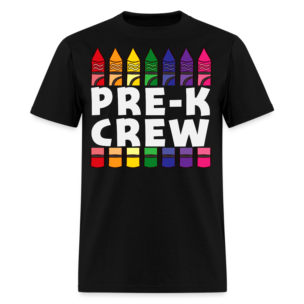 Colorful Pre-K Team Crayon T-Shirt - black
