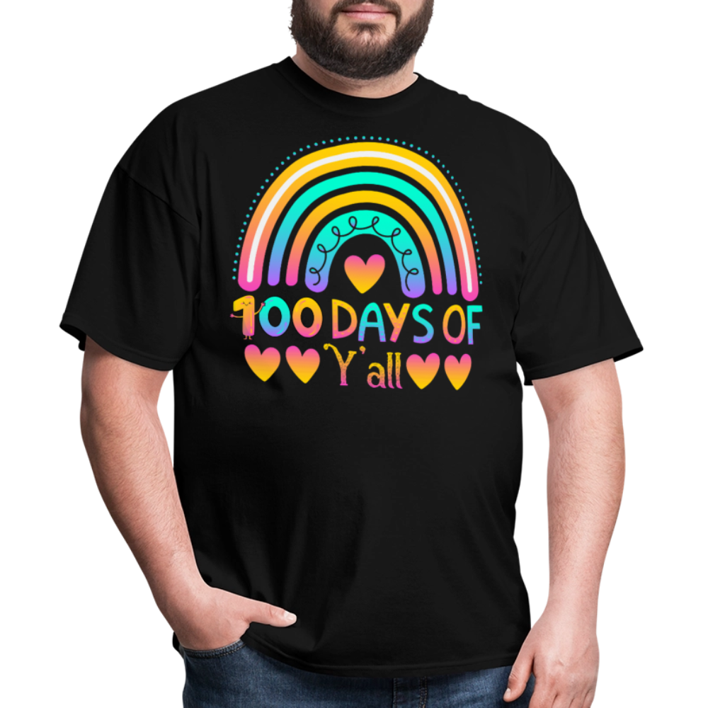 100 Days of School Shirt Rainbow & Hearts Design for Teachers Unisex T-Shirt - black