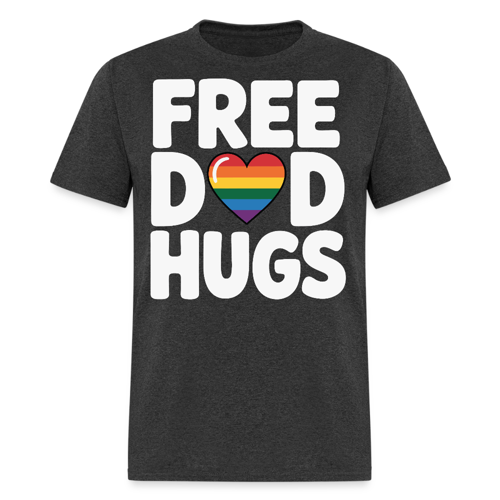 Free Dad Hugs Pride LGBTQ Dad T-shirt - heather black