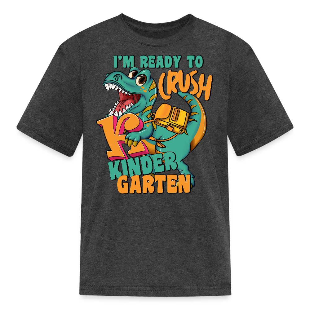 Ready To Crush Kindergarten Dinosaur T-Shirt - heather black
