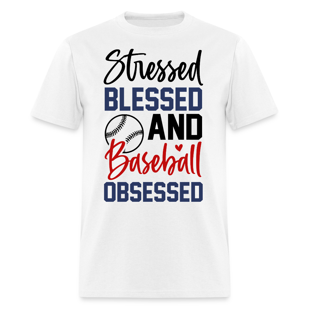 Stressed Blessed And Baseball Obsessed Women's T-shirt - white