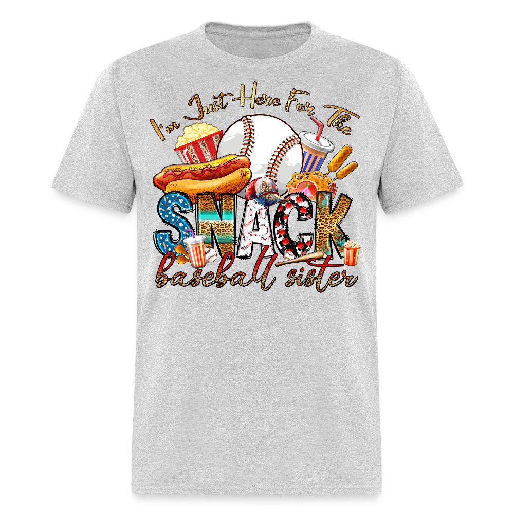 I'm Just Here For The Snacks Baseball T-shirt - heather gray
