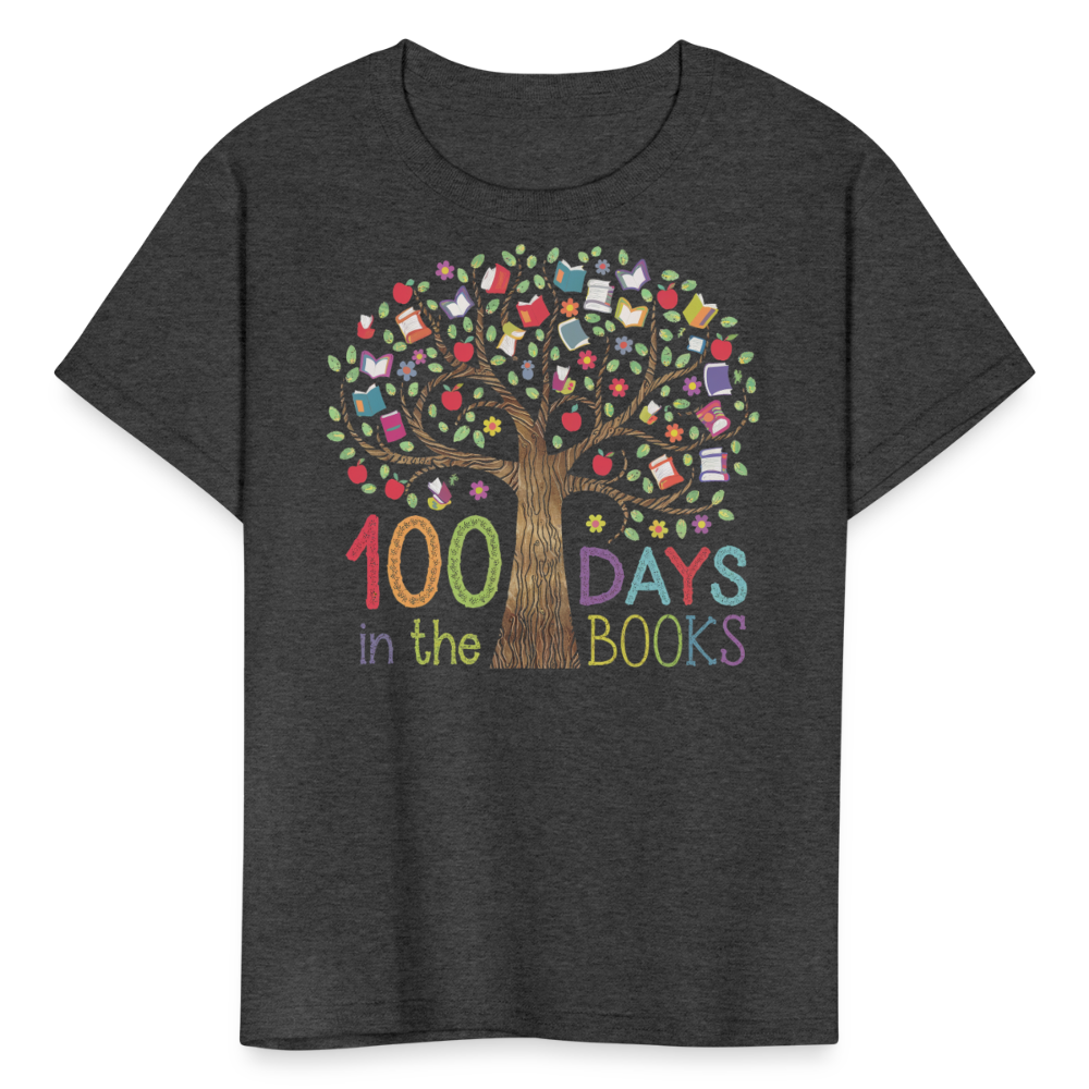 Celebratory 100 Days in the Books T-Shirt for Kids - heather black