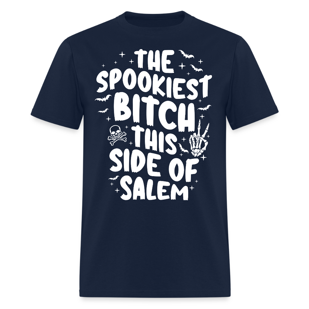 The Spookiest Bitch Skull and Bone Halloween T-Shirt - navy