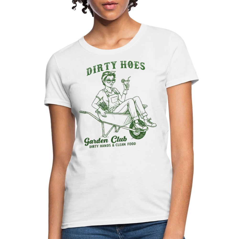 Dirty Hoes Garden Club Gift For Gardeners Funny Women's T-Shirt - white