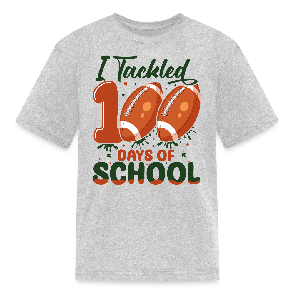 I Tackled 100 Days Of School Shirt Smarter Football Kids T-Shirt - heather gray