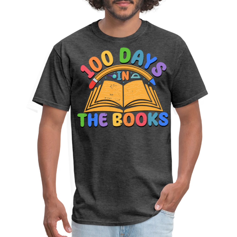 100 Days In The Books Reading Celebration Unisex T-shirt - heather black