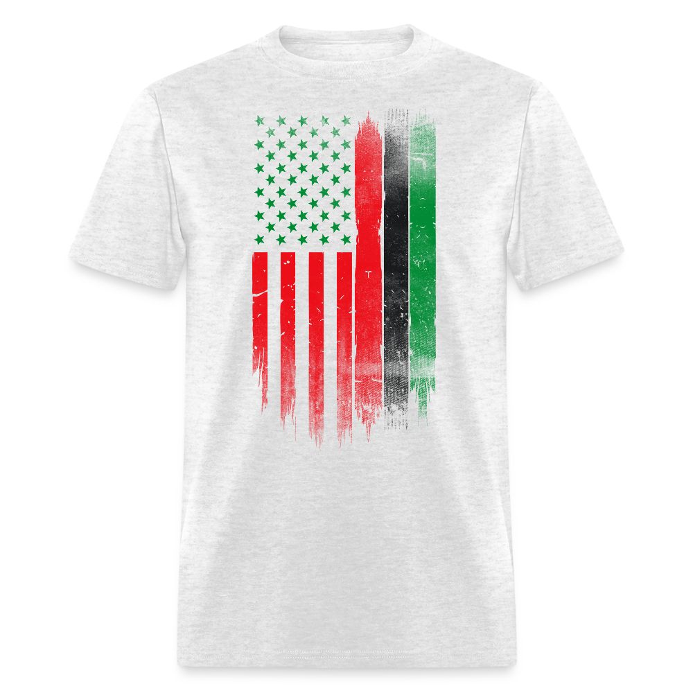 Juneteenth Pride American Flag T-Shirt - light heather gray