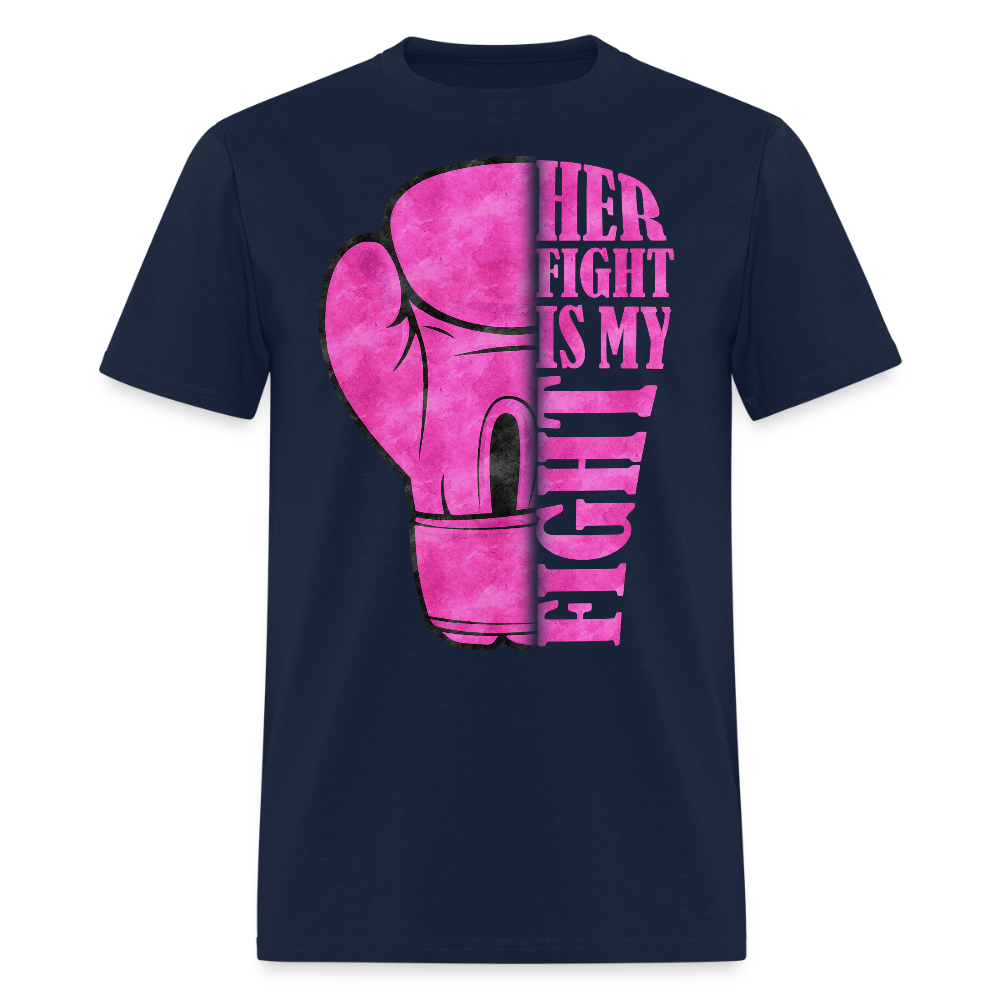 Her Fight Is My Fight Breast Cancer Boxing Glove T-Shirt - navy