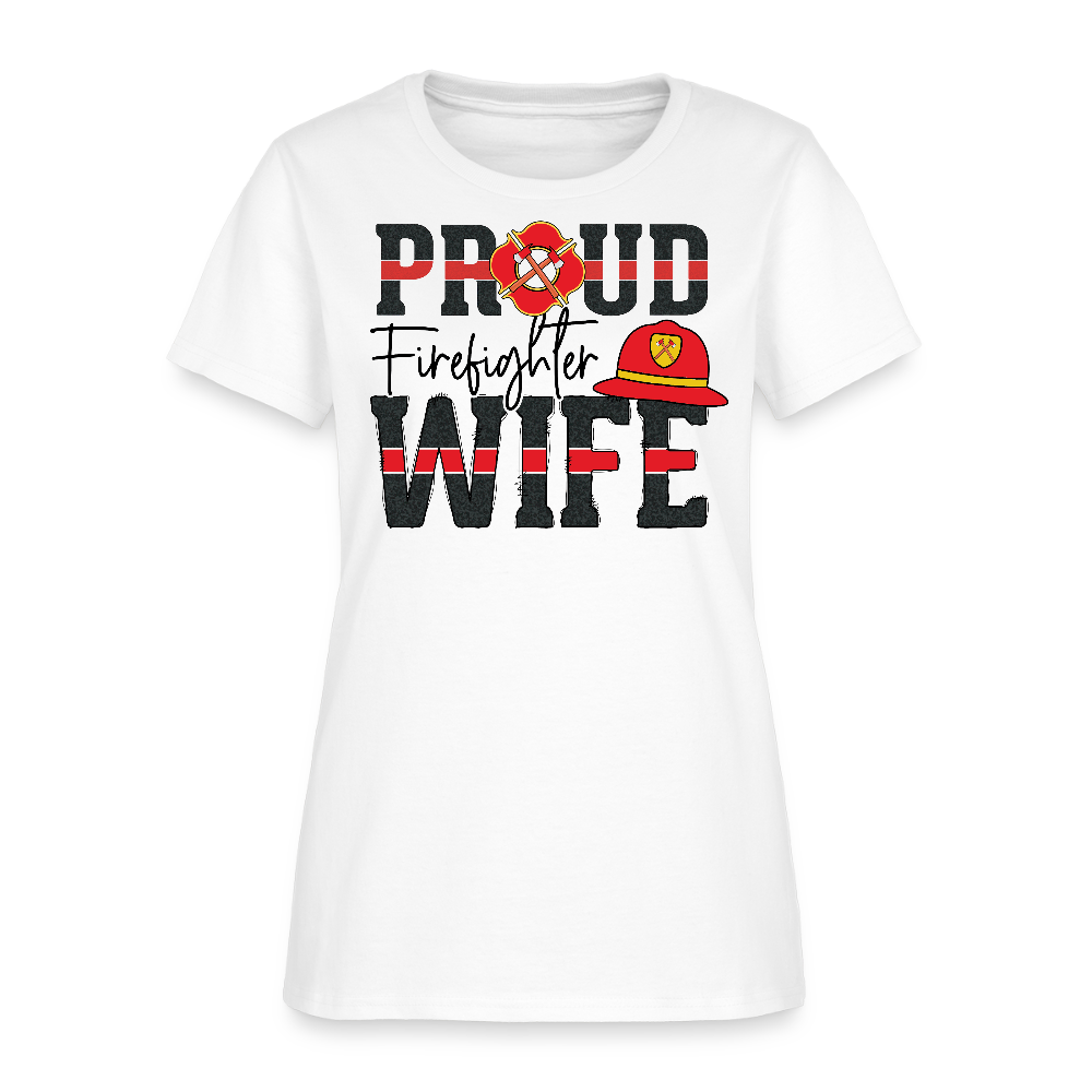Proud Firefighter Wife Gifts For Women Firefighters T-Shirt - white