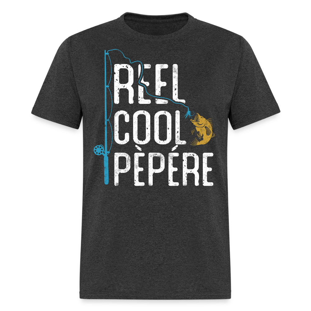 Reel Cool Pépère Funny Grandpa Fishing T-shirt - heather black