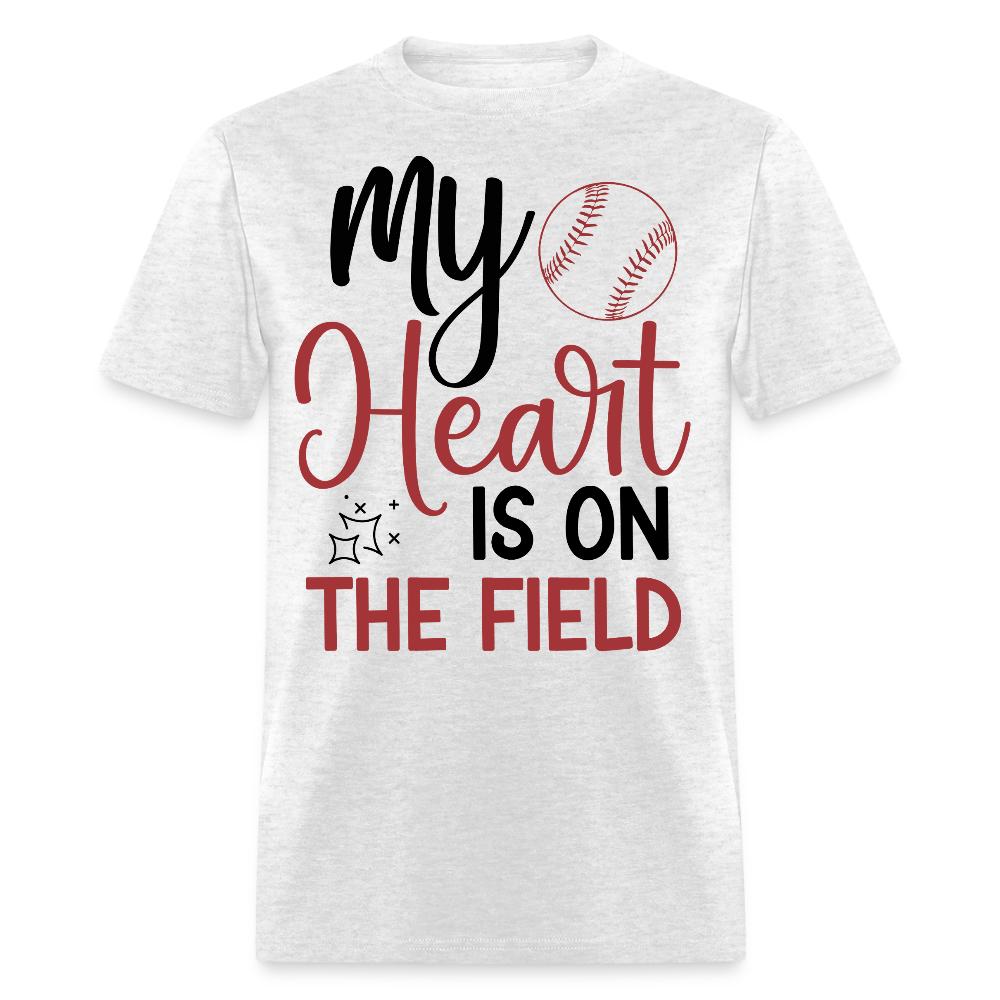 My Heart Is On The Baseball Field T-shirt - light heather gray