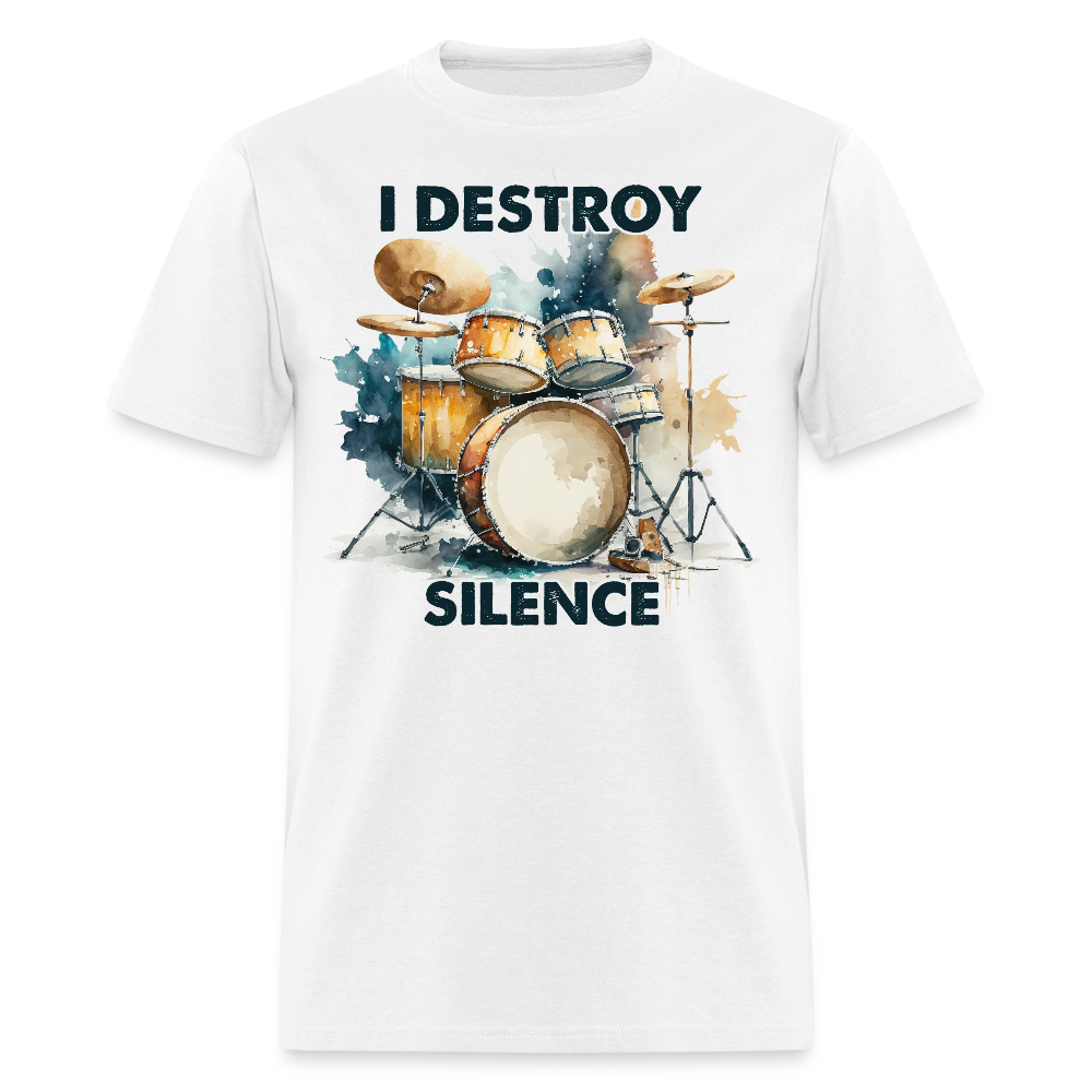 I Destroy Silence Drum Kit T-shirt - white