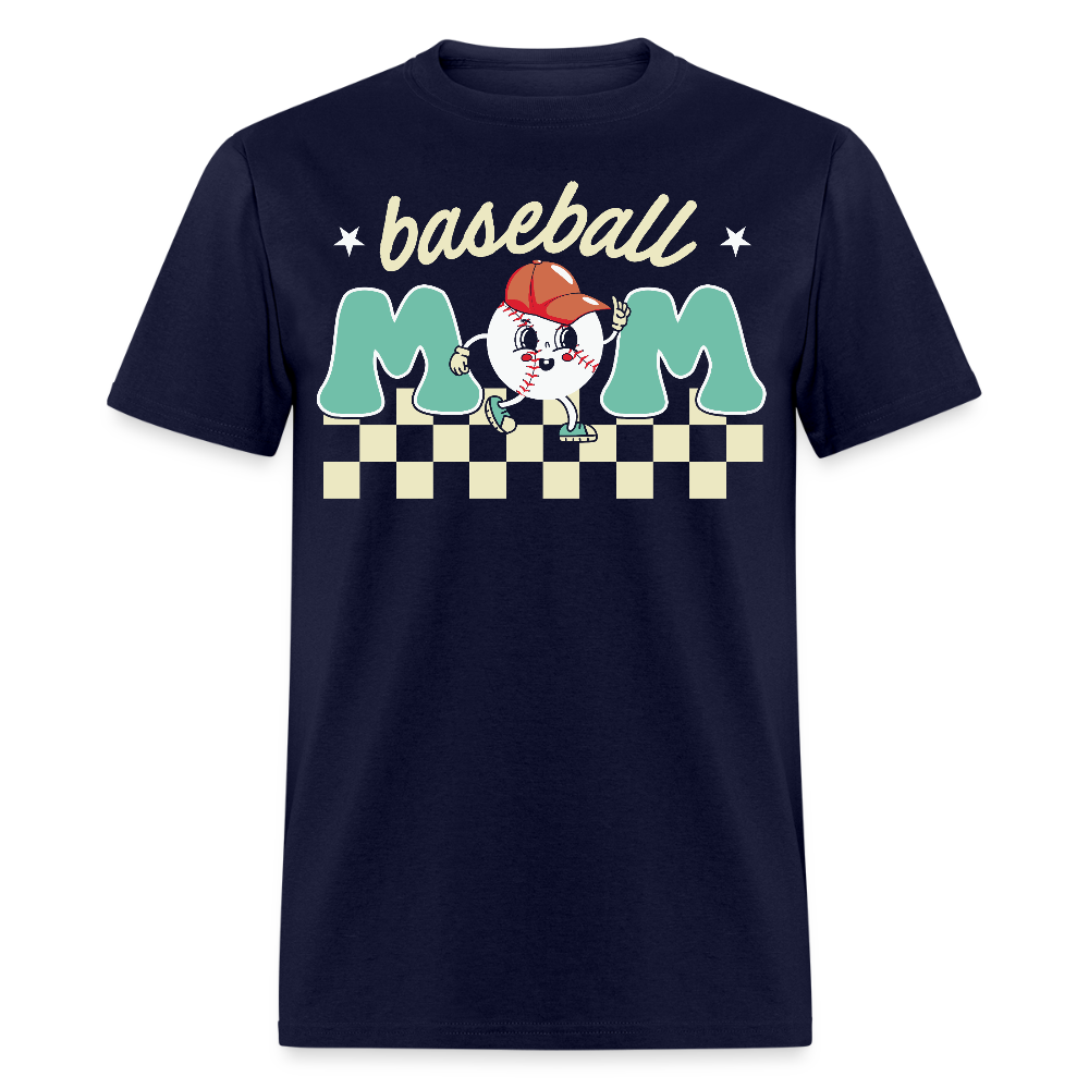 Vintage Baseball Mom Graphic T-shirt - navy