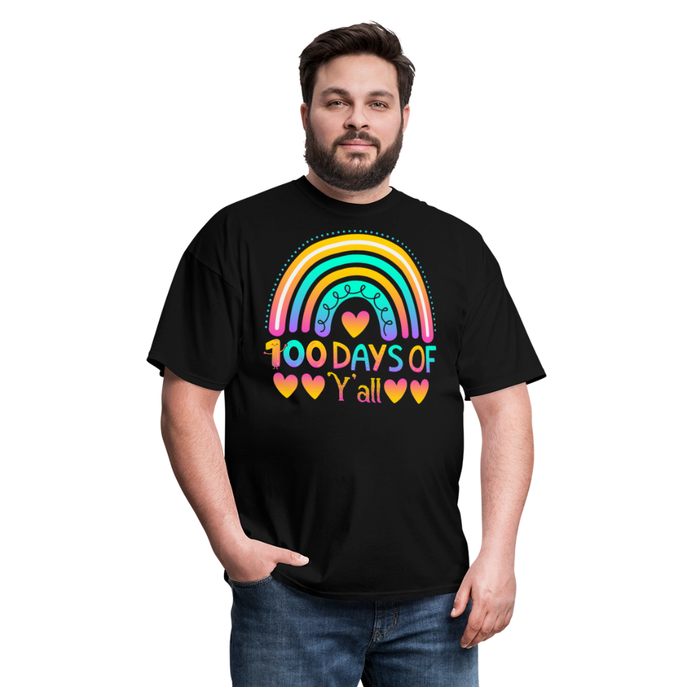 100 Days of School Shirt Rainbow & Hearts Design for Teachers Unisex T-Shirt - black