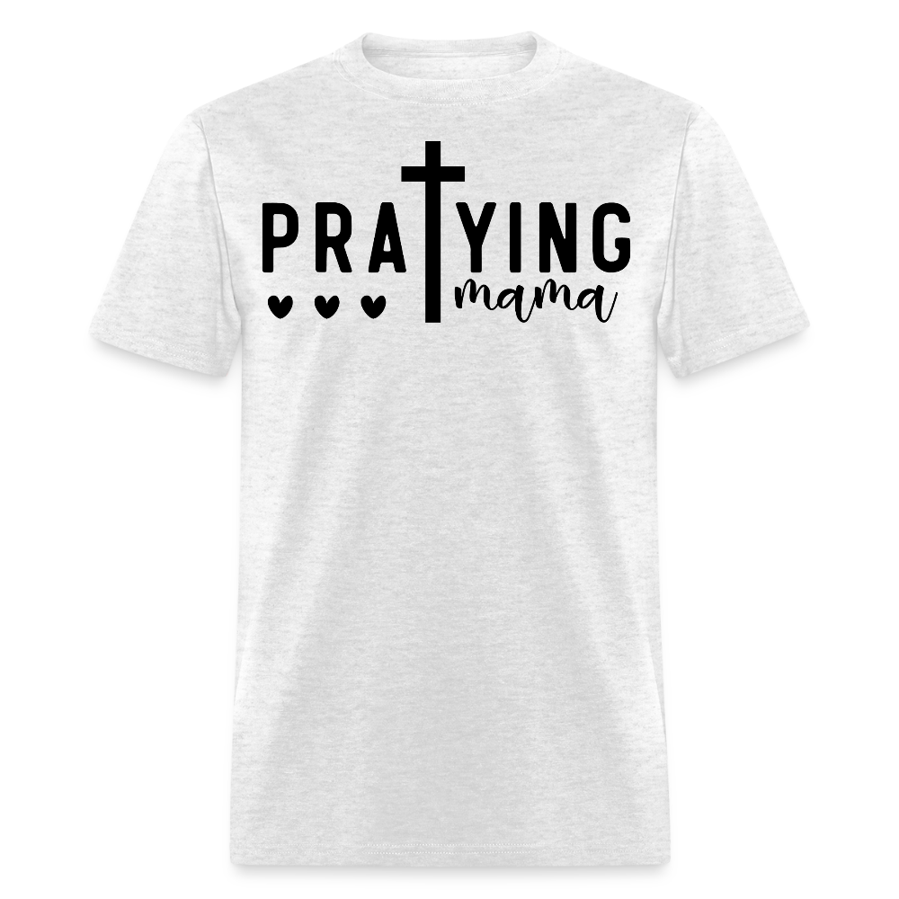Praying Mama Tee With Cross Religious Mom T-shirt - light heather gray