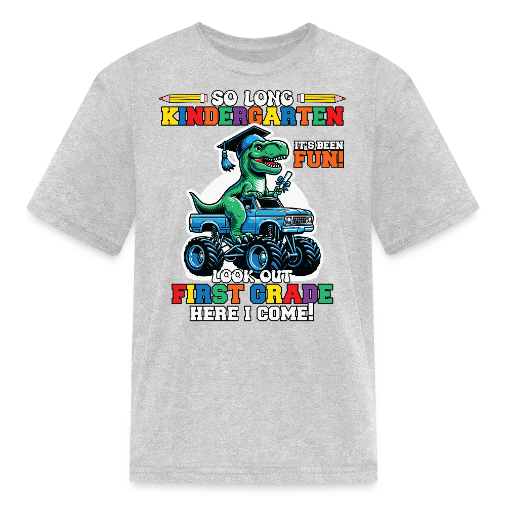 Dinosaur Back To School Kindergarten Graduation T-Shirt - heather gray