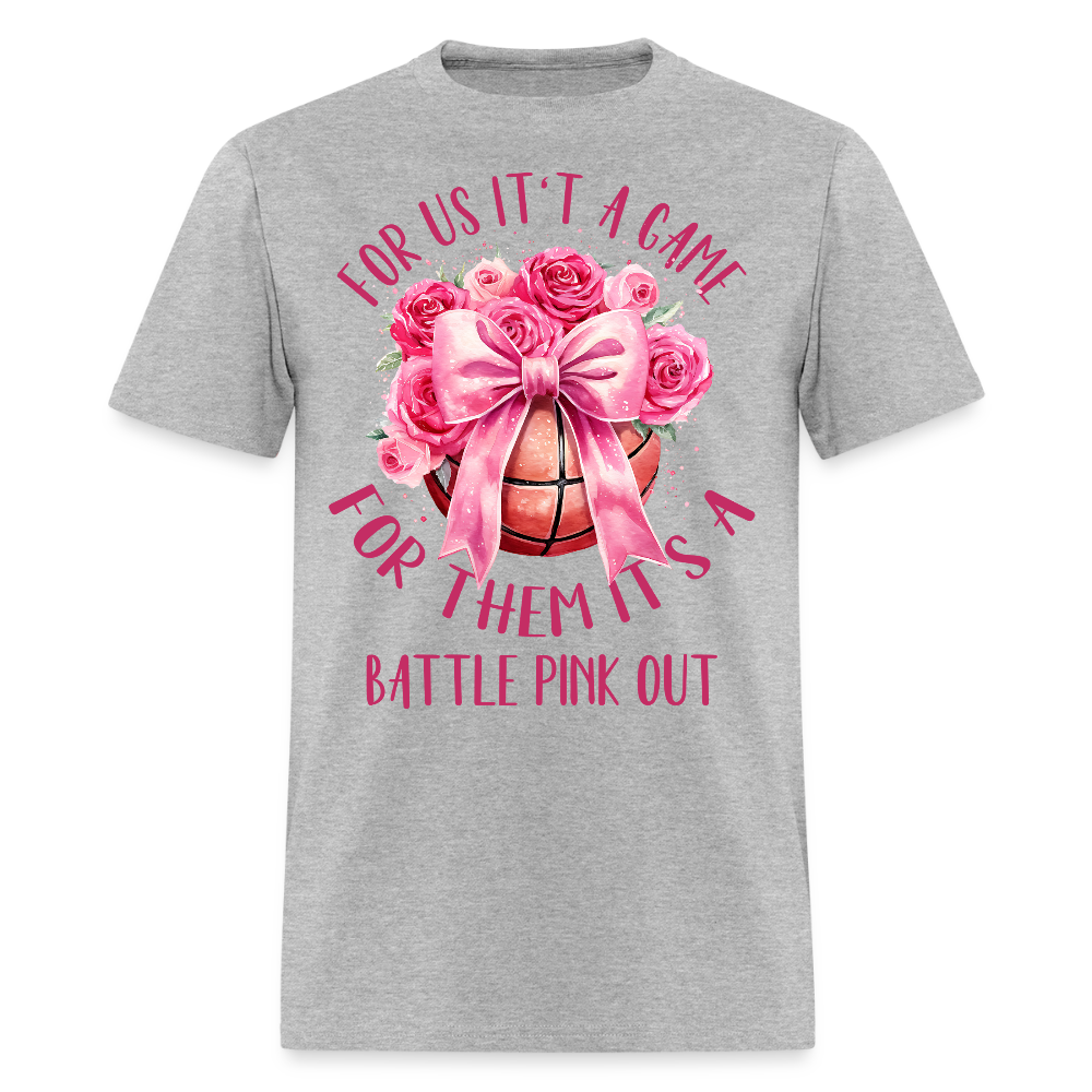 Pink Out Basketball Breast Cancer Awareness T-Shirt - heather gray