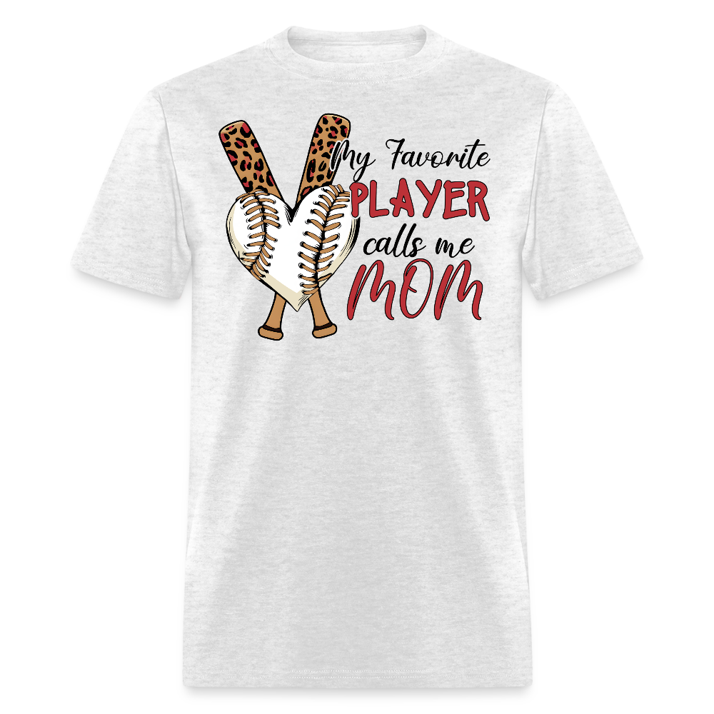 Heart Shaped Leopard Print Baseball Mom T-shirt - light heather gray