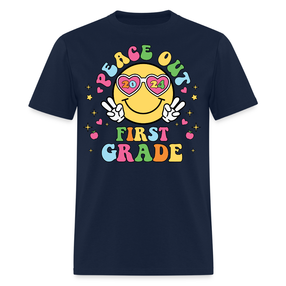 Peace Out First Grade Teacher Gifts T-Shirt - navy