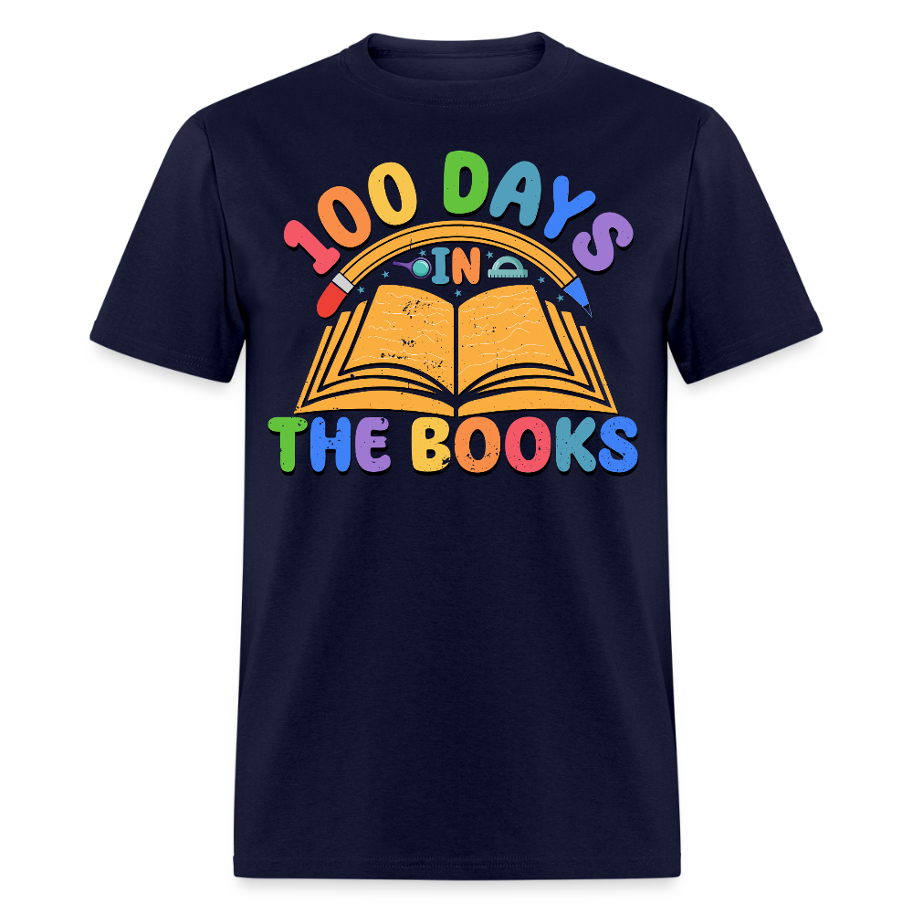 100 Days In The Books Reading Celebration Unisex T-shirt - navy