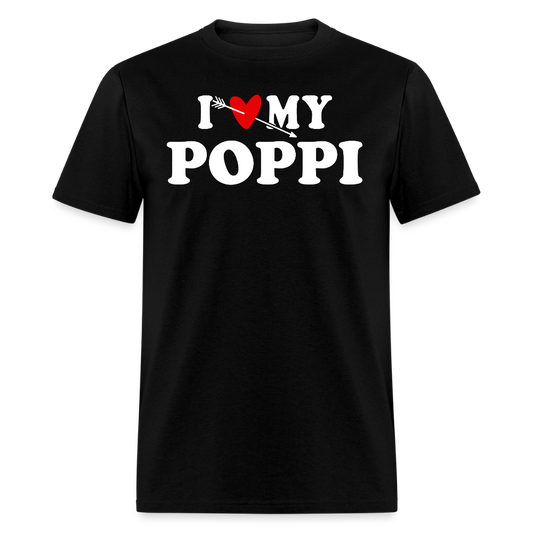 I Love My Poppi Cute Grandpa Gift T-shirt - black