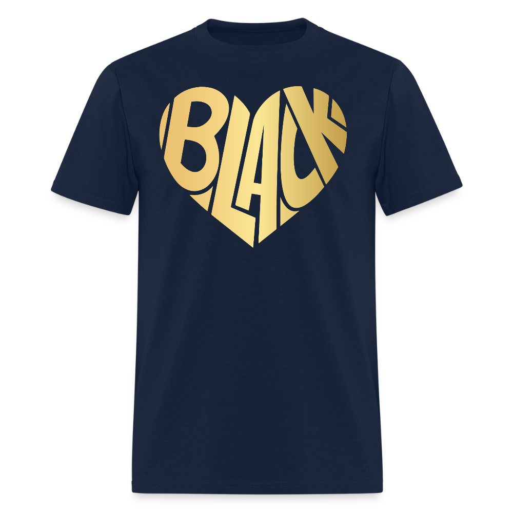 Black Pride Heart Afrocentric Love T-Shirt - navy