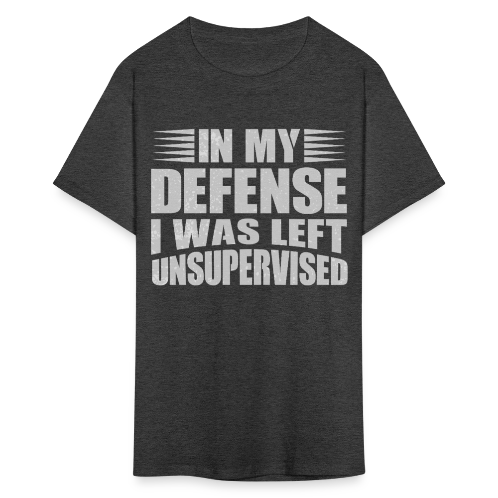 In My Defense I Was Left Unsupervised Tee Sarcastic Saying T-Shirt - heather black